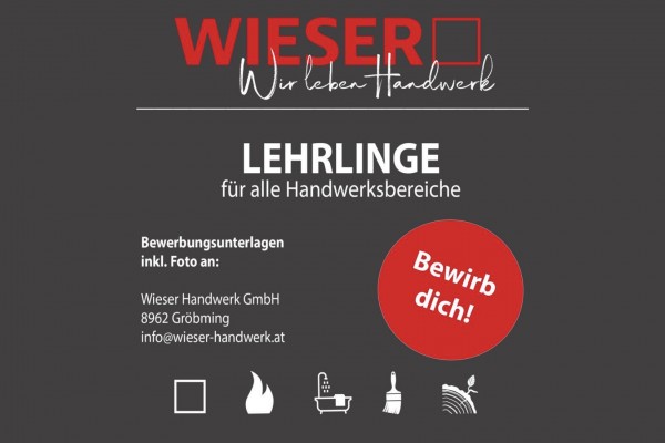 Stellenangebot WIESER Handwerk GmbH - Lehrlinge für alle Handwerksbereiche